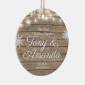 Rustic ons eerste kerstfeest samen keramisch ornament (Rechts)