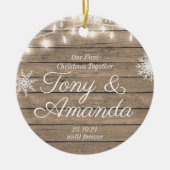 Rustic ons eerste kerstfeest samen keramisch ornament (Voorkant)