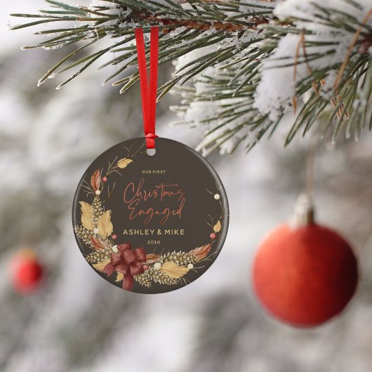Rustic onze eerste kerstfoto met koperen foto keramisch ornament
