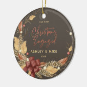 Rustic onze eerste kerstfoto met koperen foto keramisch ornament (Links)