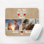 Rustic onze eerste Valentijnsdag samen 2 foto's Muismat (Met muis)