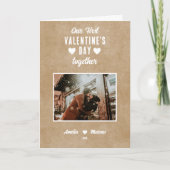 Rustic onze eerste Valentijnsdag samen Foto Feestdagen Kaart (Voorkant)