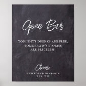 Rustic Open Bar Chalkboard Aangepast huwelijk Poster (Voorkant)