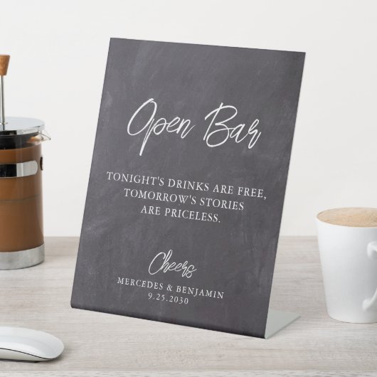 Rustic Open Bar Chalkboard Aangepast huwelijk Reclamebord Met Voetstuk (Insitu)
