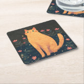 Rustic Orange Cat  Kartonnen Onderzetters (Schuin)