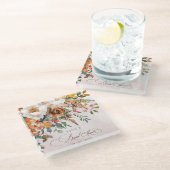 Rustic Orange Floral Fall Bridal Shower  Glazen Onderzetter (Schuin)