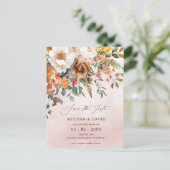 Rustic Orange Floral Fall Save the Date Aankondigingskaart (Staand voorkant)