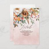 Rustic Orange Floral Fall Wedding Informatiekaartje (Voorkant / Achterkant)
