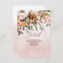 Rustic Orange Floral Fall Wedding Informatiekaartje