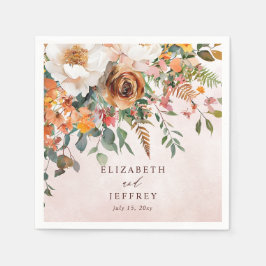 Rustic Orange Floral Fall Wedding Servet