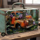 Rustic Orange Floral Truck Decoupage Tissuepapier