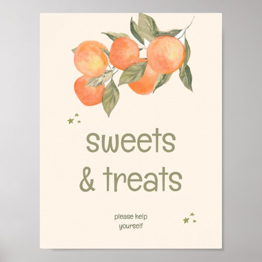Rustic Orange Grove "Sweets & Treats" Sign Poster (Voorkant)