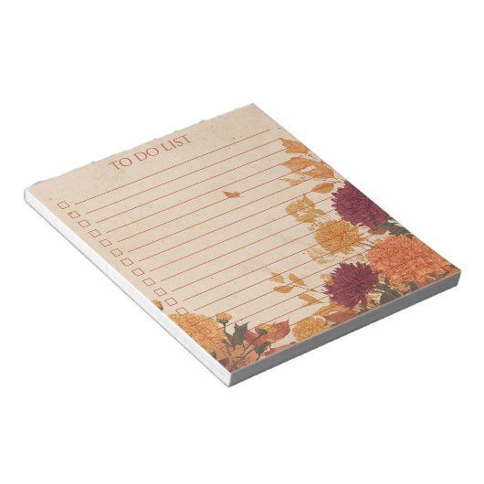 Rustic Orange Marigold To Do List Nature Botanical Notitieblok (Schuin)