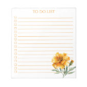 Rustic Orange Marigold To Do List Teacher Gift Notitieblok (Voorkant)