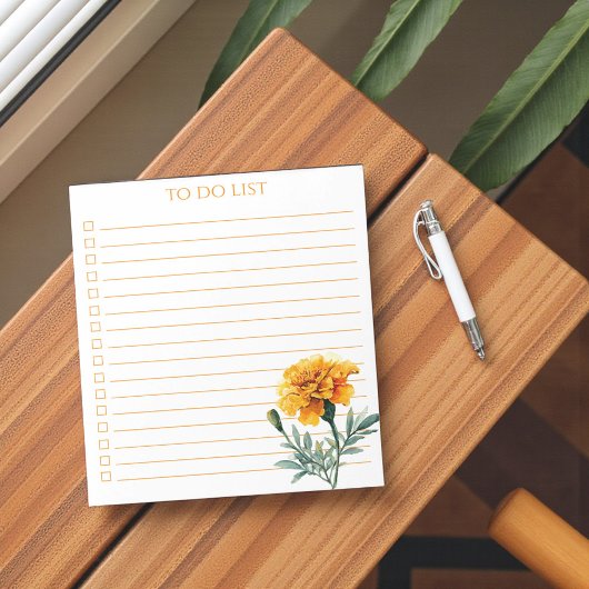 Rustic Orange Marigold To Do List Teacher Gift Notitieblok