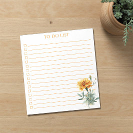 Rustic Orange Marigold To Do List Teacher Gift Notitieblok