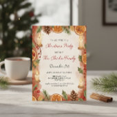 Rustic Orange Slice and Candle Christmas Party Kaart