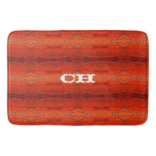 Rustic Oranje Azteekse Strepen Patroon Monogram Badmat