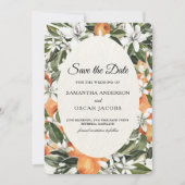 Rustic Oranje Bloemige Bloem | Elegante Boho Save The Date (Voorkant)