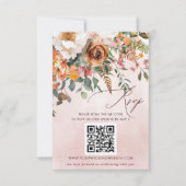 Rustic Oranje Bloemrijke Herfst Bruiloft QR CODE RSVP Kaartje (Voorkant)