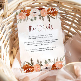 Rustic Oranje Boho | Details Waterverf bruiloft Informatiekaartje