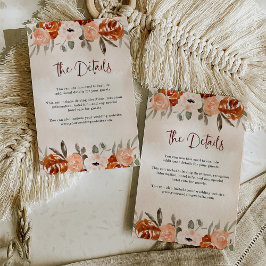 Rustic Oranje Boho | Details Waterverf bruiloft Informatiekaartje