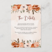 Rustic Oranje Boho | Details Waterverf bruiloft Informatiekaartje (Voorkant)
