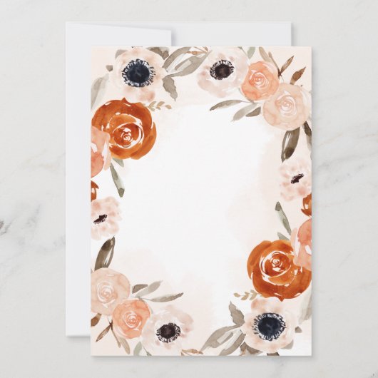 Rustic Oranje Boho | Waterverf Baptisme Foto Bedankkaart (Achterkant)