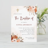 Rustic Oranje Boho | Waterverf Baptisme Kaart (Staand voorkant)