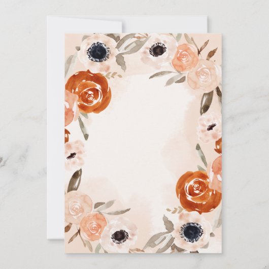 Rustic Oranje Boho | Waterverf Blush Baptisme Kaart (Achterkant)