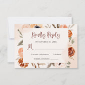 Rustic Oranje Boho | Waterverf Blush Bruiloft RSVP Kaartje (Voorkant)