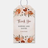 Rustic Oranje Boho | Waterverf Blush Wedding Cadeaulabel (Voorkant)