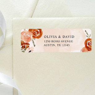 Rustic Oranje Boho   Waterverf Blush Wedding Etiket