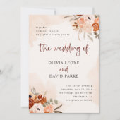 Rustic Oranje Boho | Waterverf Blush Wedding Kaart (Voorkant)