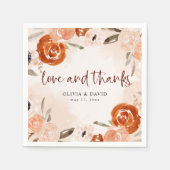 Rustic Oranje Boho | Waterverf Blush Wedding Servet (Voorkant)