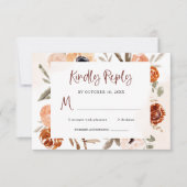 Rustic Oranje Boho | Waterverf bruiloft RSVP Kaartje (Voorkant)