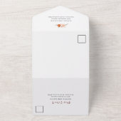 Rustic Oranje Boho | Waterverf White Wedding All In One Uitnodiging (Buitenkant)