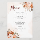 Rustic Oranje Boho | Waterverf White Wedding Menu (Voorkant)
