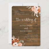 Rustic Oranje Boho | Waterverf Wood Kijk Weddensch Kaart (Voorkant)