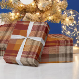 Rustic Oranje Bruine Woestijnzand Geruite Patroon Cadeaupapier
