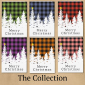 Rustic Oranje Buffalo Plaid Bos Kerstmis Kaart