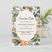 Rustic Oranje Citrus Bloemig | Elegante Boho Save The Date (Staand voorkant)