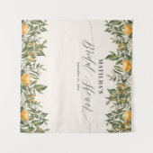 Rustic oranje citrus botanische bruidsshowerfeest wandkleed (Voorkant (horizontaal))