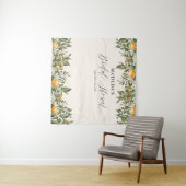 Rustic oranje citrus botanische bruidsshowerfeest wandkleed (In Situ (horizontaal))