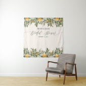 Rustic oranje citrus botanische bruidsshowerfeest wandkleed (In situ)