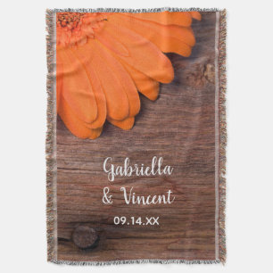 Rustic Oranje Daisy en Barn Wood Country Wedding Deken