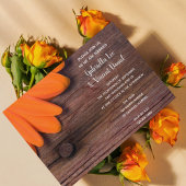 Rustic Oranje Daisy en Barn Wood Country Wedding Kaart