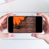 Rustic Oranje Daisy en Barn Wood Country Wedding Kaart