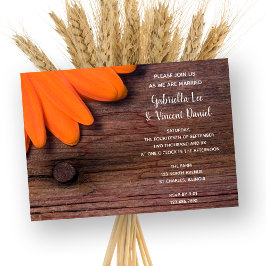 Rustic Oranje Daisy en Barn Wood Country Wedding Kaart