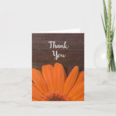 Rustic Oranje Daisy en Barn Wood Dank u Bedankkaart (Voorkant)